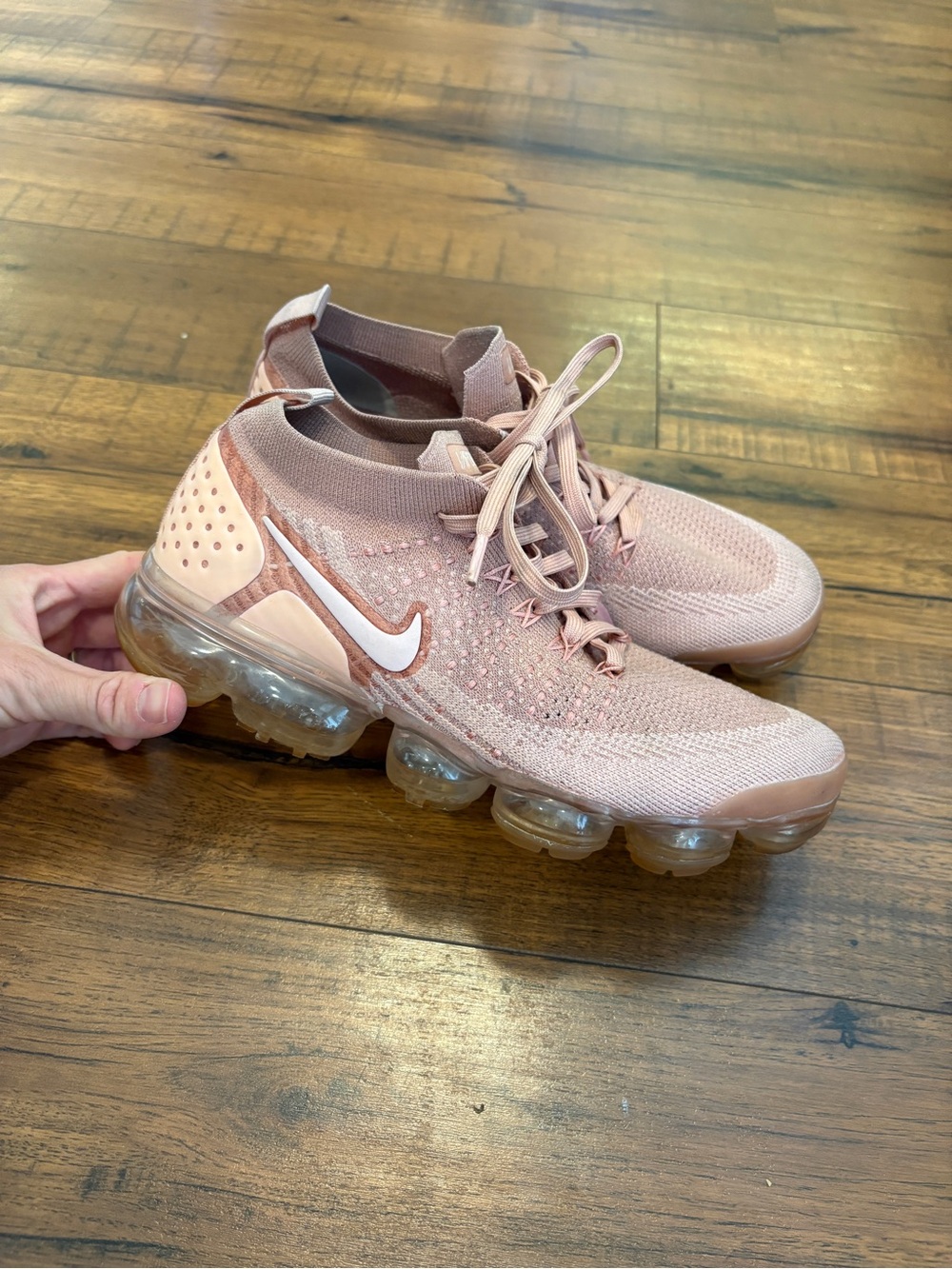 Nike Air VaporMax Flyknit 2 Shoes Women 8 Rust Pink Running Sneaker 942843-600